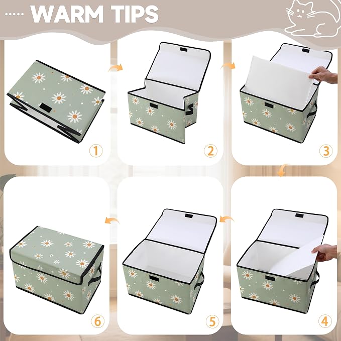 Stackable Clothes Storage Bins with Lids 3 Pack | Closet Organizers Fabric Box for Home and Office,Blanket Clothes Organizers,Under Bed Storage Containers