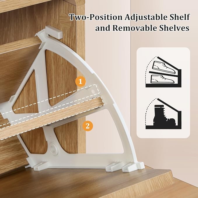 Shoe Storage Cabinet for Entryway with 2 Flip Drawers, Freestanding Narrow Wooden Shoe Cabinet with Wave Panel, Hidden Shoe Organizer for Foyer, Hallway (Natural)