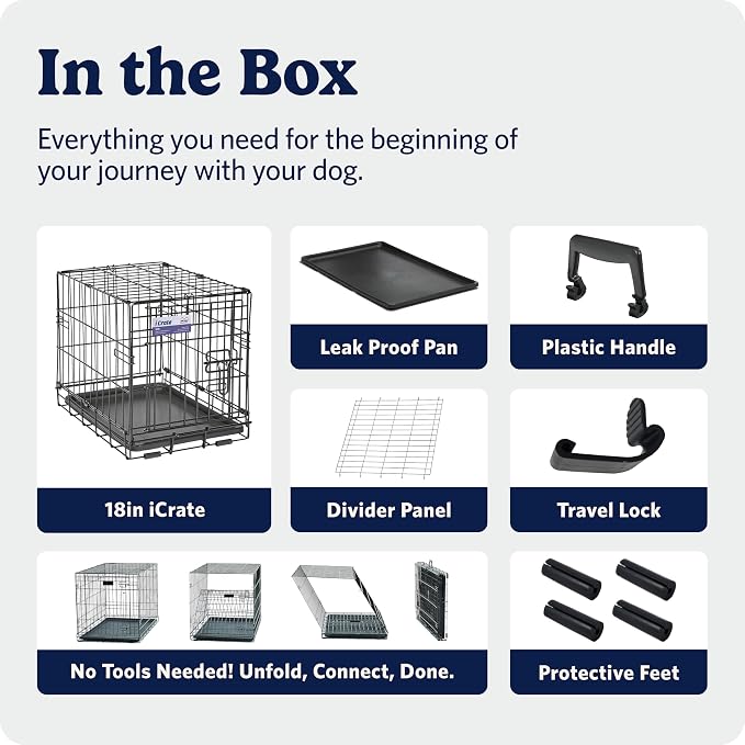 Midwest 18-Inch Single Door iCrate, for Tiny Breeds, Up to 10 lbs