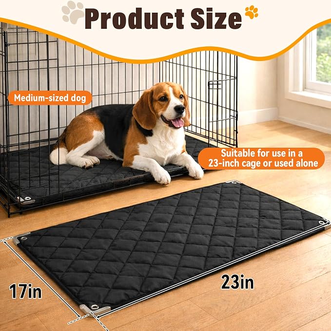 23"x 17"Chew Proof Crate Pad for Aggressive Chewers,Reinforced Metal Edges | 23"x 17",Reinforced Metal Edges and Metal Rings, Suitable for Stubborn Chewers and Puppies in Teething Stage,Small-Sized Dogs