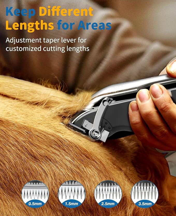 Cordless Dog Clippers for Grooming Professional for Thick Hair Coats, Low Noise Shaver Pet Grooming Kit with LED Display, Razors Dog Hair Shears Ceramic Blade, Pet Hair Trimmer for Dogs Cats (MS041)