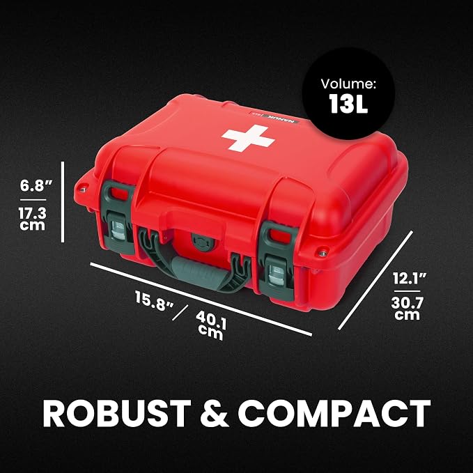 NANUK 915 Waterproof First Aid Box Empty – Durable, Medical First Aid Organizer Case, IP67-Rated, Dustproof, Impact-Resistant, and Floats (13.8" x 9.3" x 6.2") – Red | Floats (13.8' x 9.3' x 6.2'), Medical Organizer Case, IP67-Rated