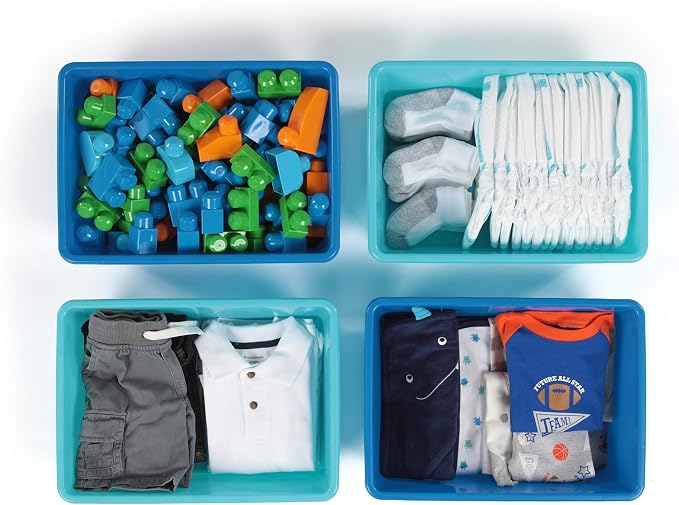 Humble Crew Plastic Storage Bins for Kids, Large Removable Toy Organizer | BPA-free, lightweight, fits cubbies and bookshelves, compatible with most toddler shelving for playroom, bedroom, or nursery
