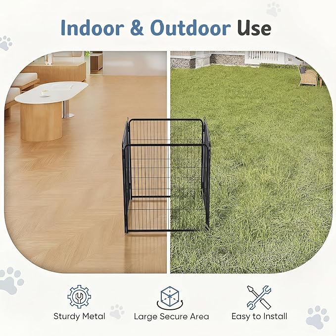 DUMOS Dog Playpen 2 Panels 24 Inch Indoor Outdoor Metal Pet Fence | Foldable Dog Play Pen with Door, Portable Exercise, RV Camping, Puppy Small Dogs