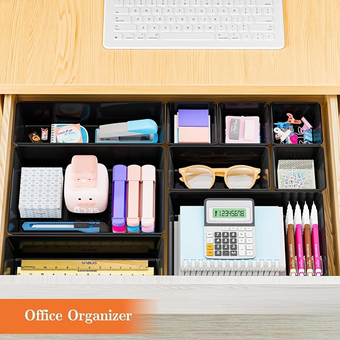 SpaceHacks 25 PCS Plastic Drawer Organizer, 4-Size Versatile Organizer Trays & storage Bins
