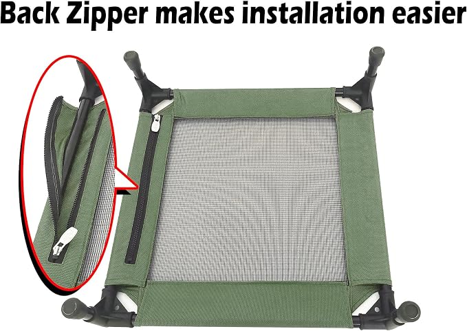 Pozico Elevated Pet Bed with Breathable Mesh for Small Cat and Dog, Raised Cooling Pet Cot for Puppy and Kitty, 18.9x18.9 inch (Olive Green Bed)