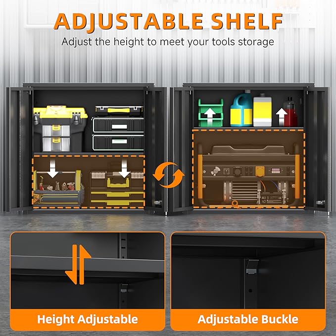 Garage Wall Cabinet with 2 Doors, Metal Wall Cabinet with Lock | 26''H Wall Mounted Cabinet, Lockable Floating Tool Cabinet, Steel Storage Cabinet for Kitchen,Office,Garage,Laundry,Warehouse