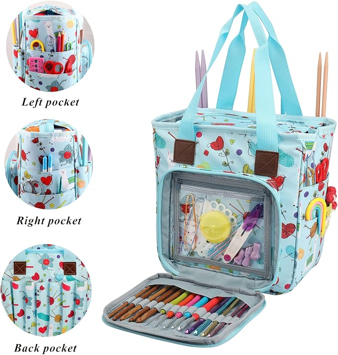 crochet bag,knitting bagBackpack and Tote Bag Storage Bag ，Large capacityYarn Storage Organizer Travel Crochet Bag Women Carrying Crochet Accessories Knitting Needles Crochet