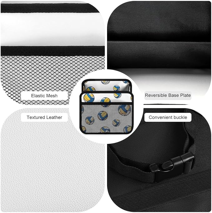 Car Seat Back Organizer Pu Leather Vehicle Backseat Storage Box, Yellow | Blue White Volleyball, Auto Hanging Pouch with Adjustable Strap PU Leather Trash Bags Travel Accessories