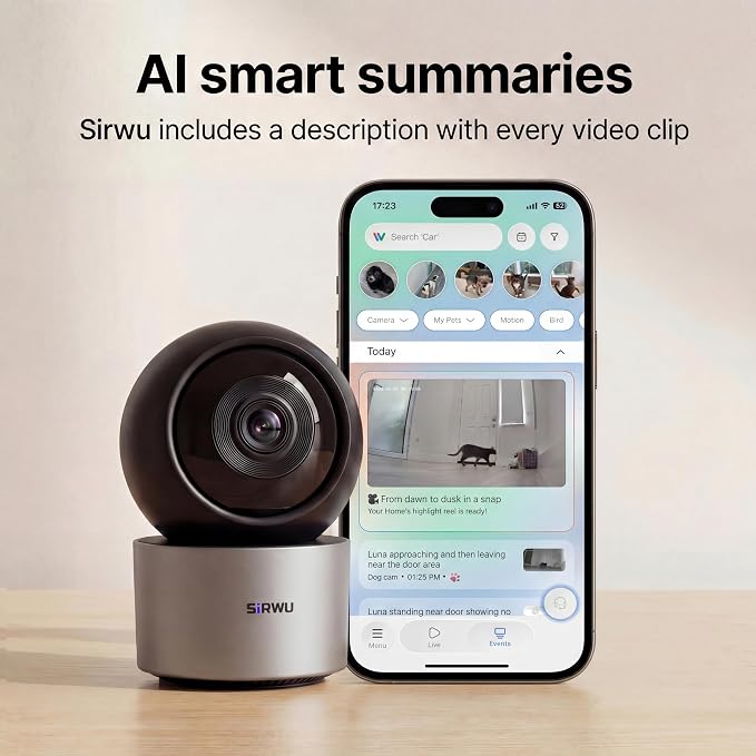 AI Pet Camera Indoor, Multi-Pet Recognition for Up to 6 Pets, 2K 3MP Dog & Cat Camera with 360° Auto Tracking, AI Daily Summaries, Night Vision, 2-Way Audio, 2.4/5GHz WiFi
