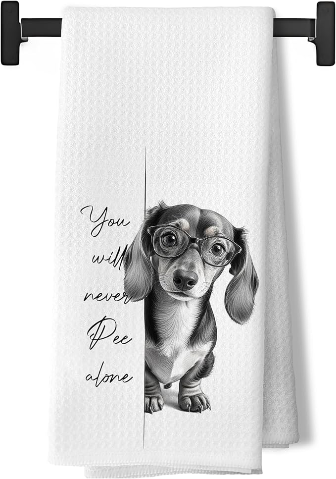 Dachshund Kitchen Towels for Bathroom Decor,Dachshund Gifts for Women,Black and White Dog Decorative Hand Towels for Washroom Restroom,16x24 Inch