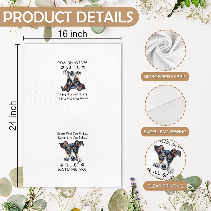 Funny Jack Russell Terrier Dog Kitchen Towels Decor, Jack Russell Terrier Dog Mom Gifts for Women Kids Men, Every Meal You Make Every Bite You Take Dish Hand Tea Towels for Kitchen, 16x24Inch