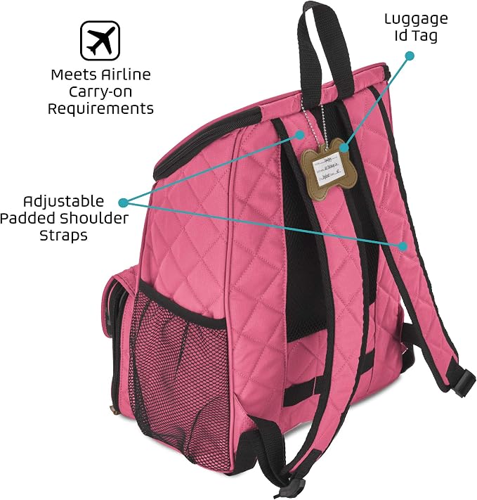 Mobile Dog Gear, Weekender Backpack, One Size, Meets Airline Regulations, Pink
