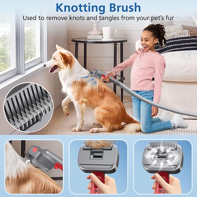 Pet Dog Grooming Attachment Kit Compatible with Dyson V7 V8 V10 V11 V12 V15 Vacuums (Not for V6), Dog Deshedding Brush Attachment for Shedding Grooming, Hair Grooming Tools for Dog and Cat, 6 Pack