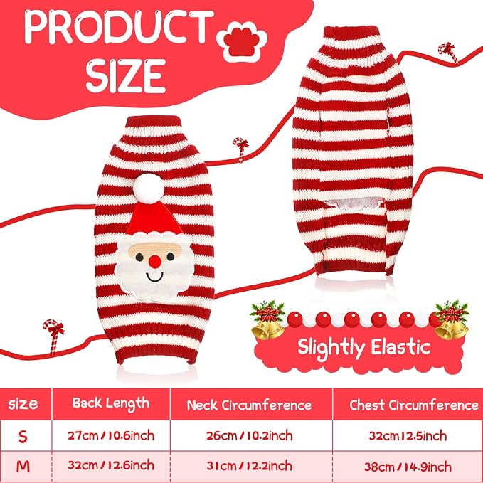 Sanwuta 3 Pcs Halloween Thanksgiving Christmas Dog Sweaters Sets, Medium | Turkey,Santa,Pumpkin Festive Design, Soft Smooth Knit Turtleneck, Warm Holiday Costume for Small Dog and Cat, Party Photoprop