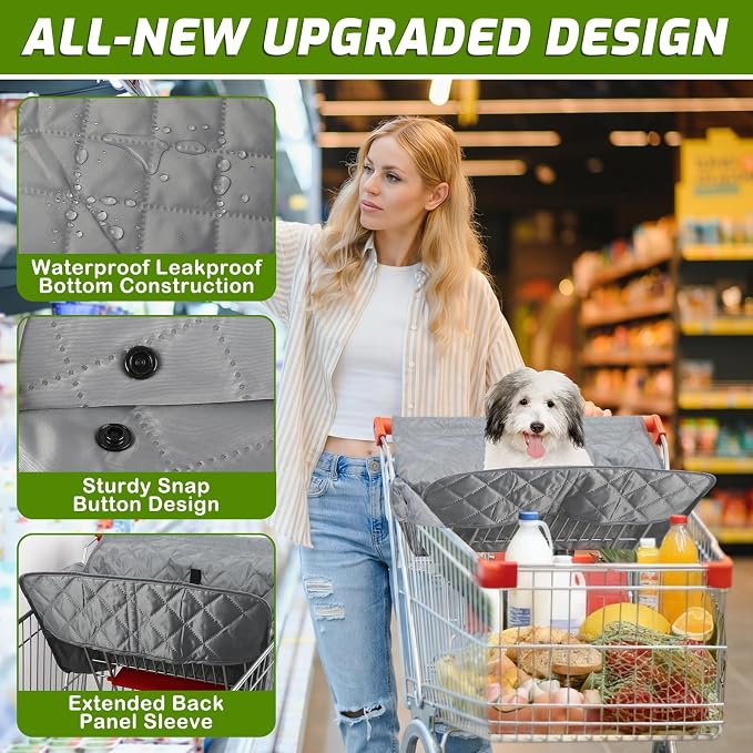 Pet Shopping Cart Cover for Dogs with Safety Strap and Carry Bag | Portable Dog Grocery Cart Seat Cover, Waterproof Easy to Clean and Comfortable for Daily Use