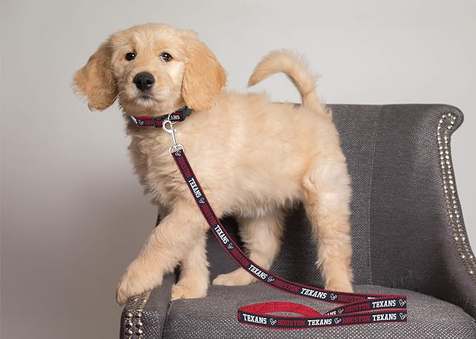 Pets First NFL Licensed Houston Texans Pet Leash, Size Small – Durable Satin Dog & Cat Walking Strap and Pet Tether with Embroidered Team Name & Logo