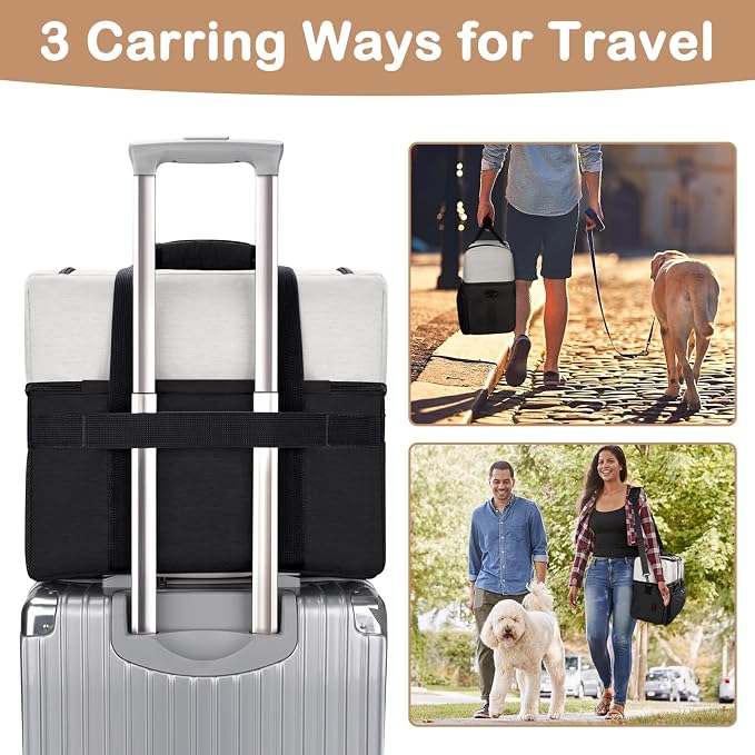 Mancro Dual Layers Dog Travel Bag, Dog Mom Gifts, Road Trip Essentials | Pet Travel Bags with 2 Extra Large Food Containers, 2 Collapsible Dog Bowls, Multi-Pockets Tote Organizer for Pet Supplies