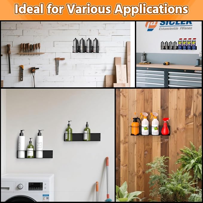 Spray Can Holder Rack, Steel Wall Mounted Spray Bottle Holder | Heavy Duty Garage Tool Utility Storage Rack, Holds 100 lbs