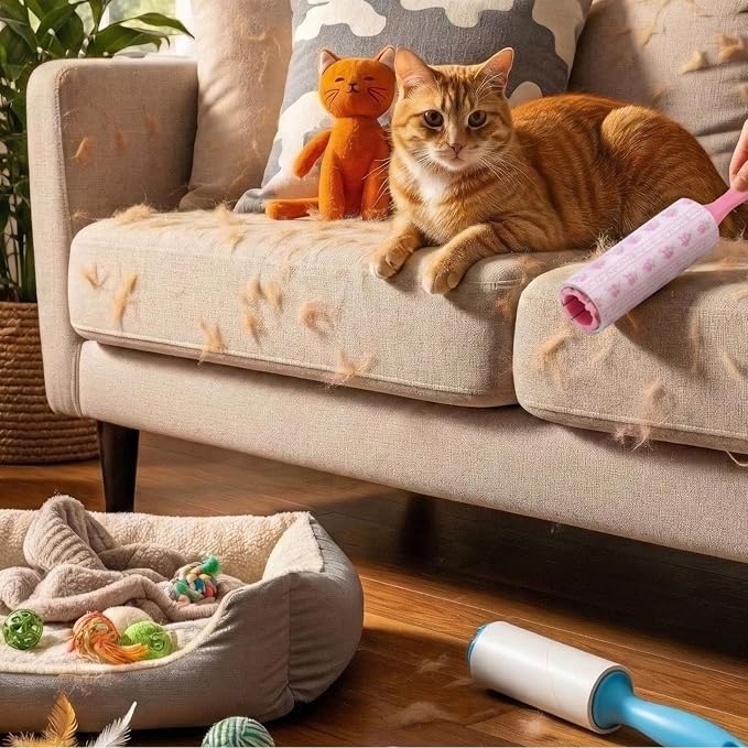 Zhehao 16 Pcs Mini Lint Rollers for Pet Hair Travel Size Clothes Sticky Lint Removers Blue Pink Roller Hair Removal Tools for Dog, Cat, Furniture, Travelers, Pet Owners
