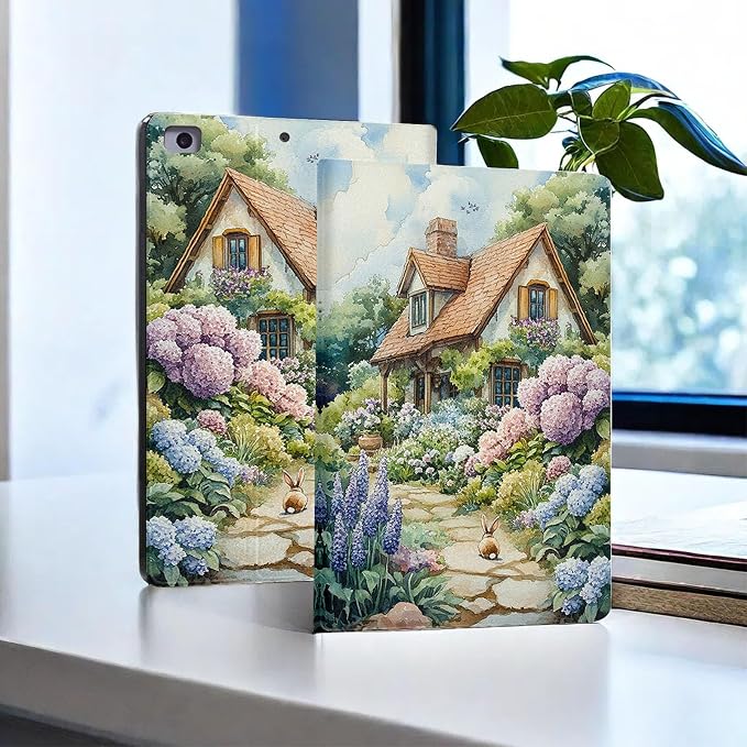 for Microsoft Surface Pro X/Pro X Plus-13 2019/2020/2021/2024 Tablet Case,Auto Wake/Sleep,Adjustable Stand Protective Cover - Pastoral Hand-Painted Flower