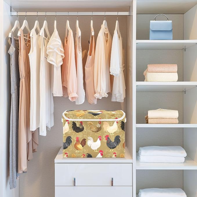 Art Pet Chicken Gold Stackable Storage Bins Organizer And Storage Lidded for Bed Sheet Under Bed