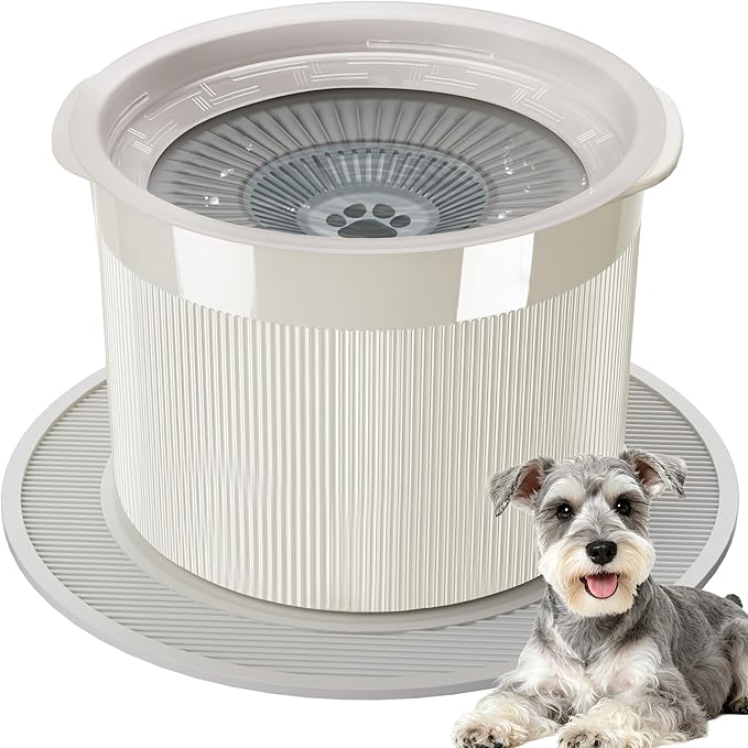 No Spill Ceramic Dog Water Bowl, Large Capacity Slow Drinking Bowl with Floating Disk & Filter, Heavy Duty Anti-Slip Bowl for Small to Medium Dogs, Cats & Multi-Pet Homes Indoor Outdoor