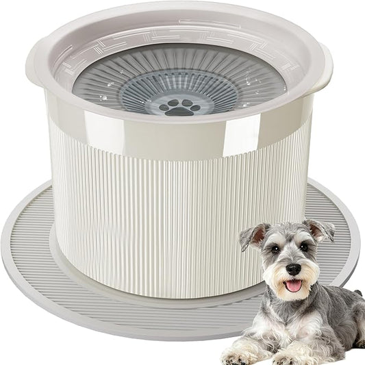 No Spill Ceramic Dog Water Bowl, Large Capacity Slow Drinking Bowl with Floating Disk & Filter, Heavy Duty Anti-Slip Bowl for Small to Medium Dogs, Cats & Multi-Pet Homes Indoor Outdoor