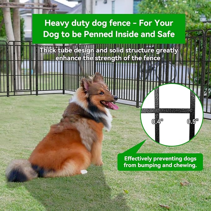 Kfvigoho Heavy Duty Dog Playpen 8 Steel Panels 47" Height | Square Steel Pipe with Reinforced Crossbars, 18FT 25 Sq.ft Portable Dog Fence Outdoor for Yard & RV Camping, Snowy Black