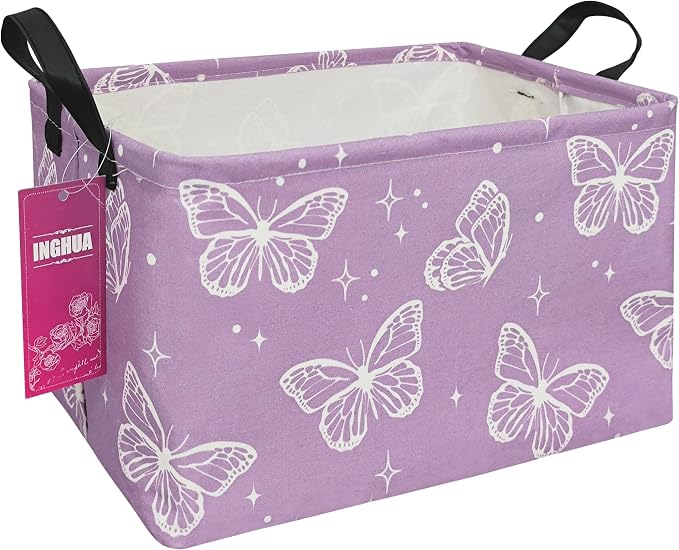 Rectangular Butterfly Storage Basket Gift Bag | Orgnizer Box for Books,Clothes,Gifts,Pets-Perfect for Home,Office,Nursery,Dorm,Shelf