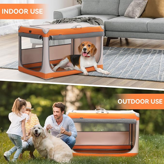 A 4 Pet 40-in Collapsible Soft Dog Crate, Large Dogs, Travel | patented screw frame, Lockable zippers, waterproof base, washable cover, outdoor/indoor/car