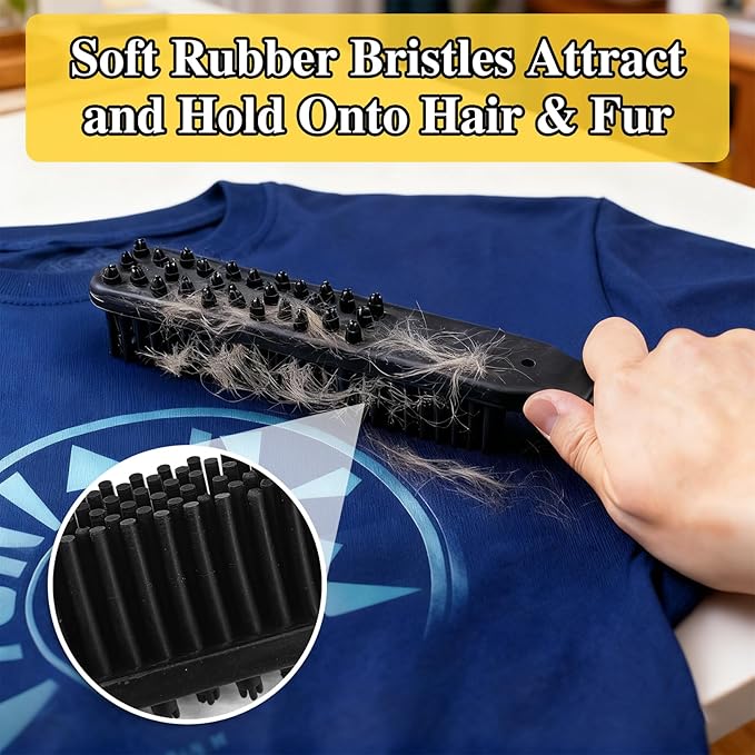 Easy-Clean Pet Rubber Hair Removal Brush – Multi-Surface Cleaning Tool for Cars & Home