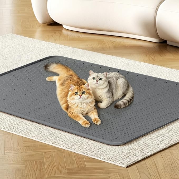 Silicone Cat Bed Mat 40"x28" Pet Crate Mat for Cat Cage, Dark Grey | Extra Large Cat Sleeping Mat, Non-slip, Washable, Waterproof Pet Bed Mat with Raised Edge, Pet Playpen Mat to Protect Floors