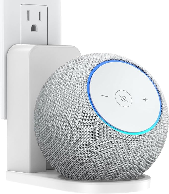 PlusAcc Wall Mount for Dot Max & Nest Mini, No Drilling Needed, White