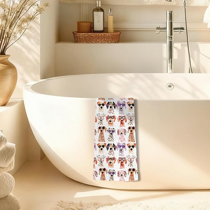 Trendy Funny Dalmatian Dog Kitchen Towels Decorative, Dalmatian Dog Lover Mom Dad Owner Gifts Hand Tea Towels for Bathroom, Pet Lover Gifts Dish Towel Dishcloth, 16x24 Inch