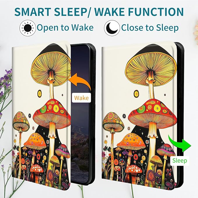 Case for Samsung Galaxy Tab S11 11" 2025, 360 Degree Rotating Stand with Multi-Angle Vertical & Horizontal Viewing Shockproof Protective Shell for Women Men, Mushroom Painting