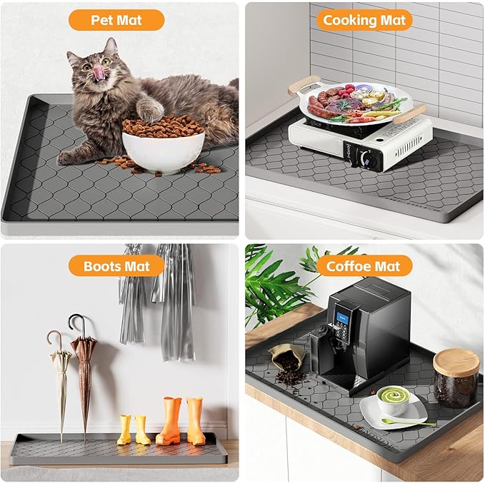 Winisok Waterproof Under Sink Mat 28" x 19", Silicone Mat, White | Raised Edge Traps Spills & Leaks, Shelf Liner, Cabinet Protector, for Kitchen, Bathroom, Boots, Pets, Home Essentials