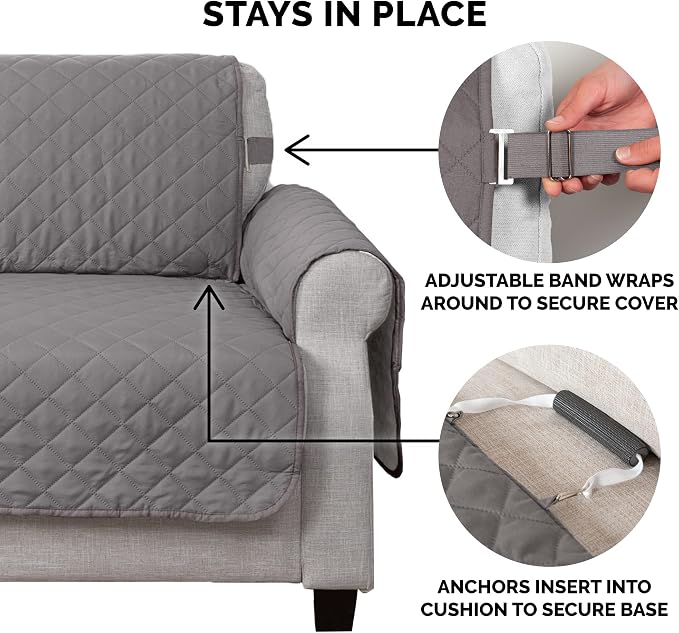 Furhaven Water-Resistant & Reversible Recliner Chair Cover Protector w/ Side Pockets for Dogs, Cats, & Children - Two-Tone Pinsonic Quilted Living Room Furniture Cover - Gray/Mist, Recliner