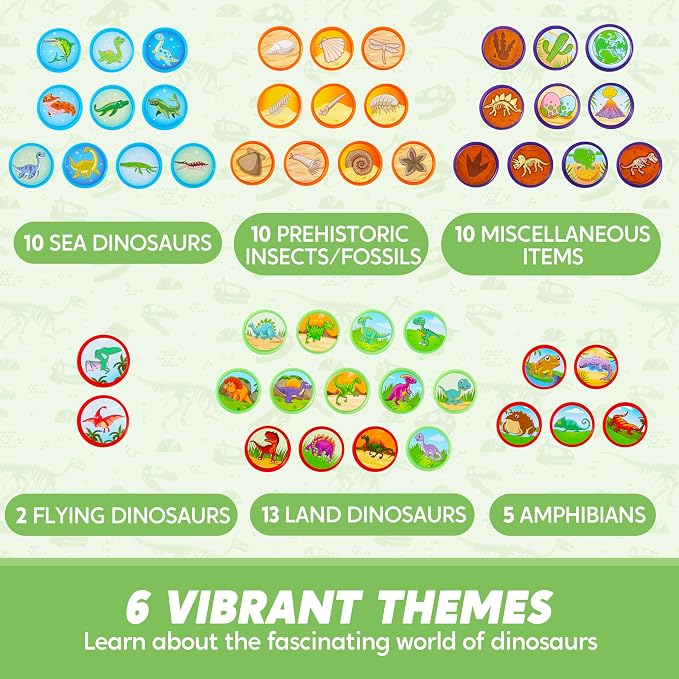 JOYIN 50PCS Dinosaur Stamps for Kids, 50 Different Designs, Fossils, Sea Dinosaurs, Stamps for Dinosaur Party Favor Bags, Classroom Prizes Stuffers, Treasure Box Toys, Birthday Gift