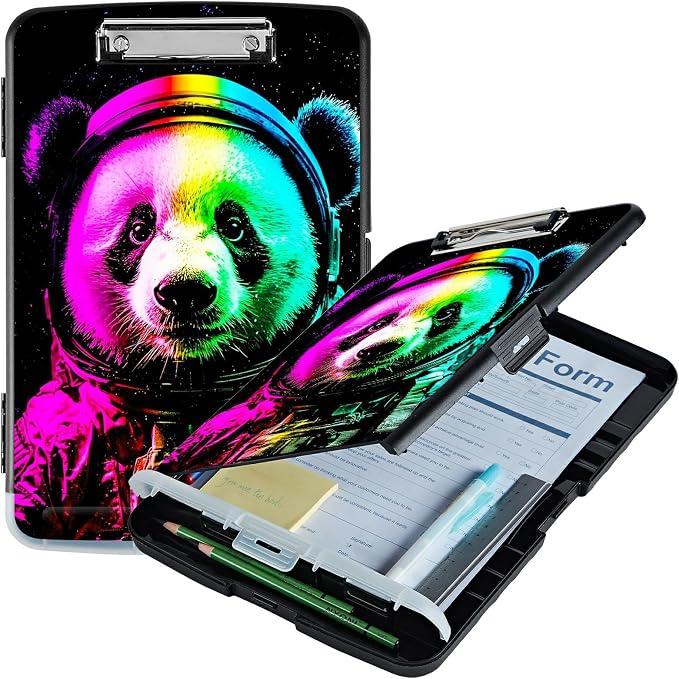Planet Panda A4 Clipboard with Storage Pen Holder, Clipboards Organizer Nursing Clipboard Foldable File Folder Plastic Clipboard Folio Clip Board for Office Students Classroom Doctor