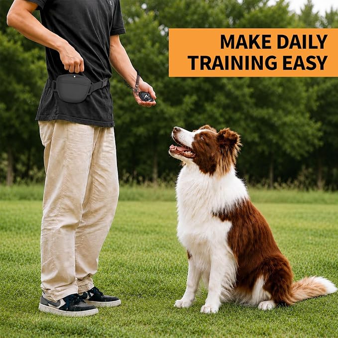 Silicone Dog Treat Pouch with Training Clicker | Upgraded Magnetic Closure, 1.6 Cup Capacity, Food-Grade Silicone, Easy Cleaning, Adjustable Belt for Training and Walking