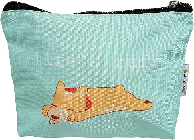 Pearhead Pet Dog Lover Canvas Zipper Pouch – “Life’s Ruff” Puppy Design Travel Organizer, Multipurpose Makeup & Accessory Bag