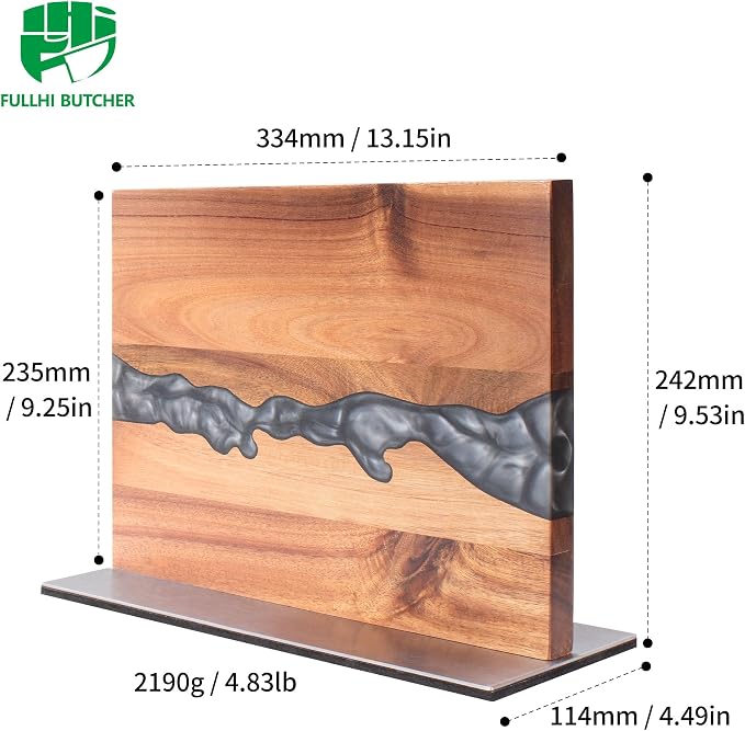 FULLHI Kitchen Magnetic Knife Block Holder, Knife Magnetic Strip with Enhanced Magnets natural wood Multifunctional Storage Holder for Kitchen Utensil, Knife Set, Scissors,Spice Ja (13.15 * 9.5inch)