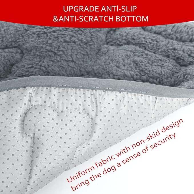 Dog Bed Crate Mat(42" X 28") 2 Pack, Soft Plush Dog Bed Pad | Machine Washable Crate Pad, Dog Sleeping Mat with Anti Slip Bottom, Grey