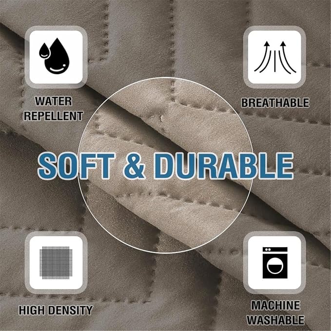 2Pcs Armrest Chair Covers for Sofa Waterproof Couch Arm Covers Armchair Covers for Arms Sofa Arm Covers Sofa Armrest Organizer for Magazine,Tablet,Phone (Khaki)