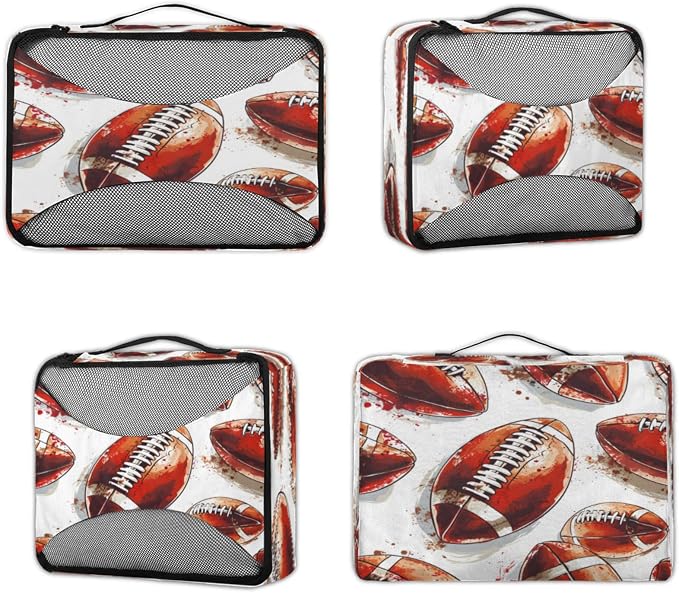 Football Packing Cubes for Travel, Luggage Packing Organizers, Sports Rugby American Travel Accessories Large Toiletries Bag for Clothes Shoes Cosmetics Toiletries