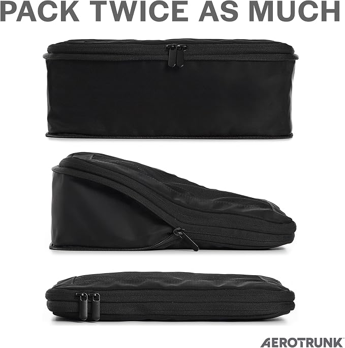 Compression Packing Cubes for Travel - Luggage Organizer Bags - Double Zipper Packing Cubes for Suitcases (12-Pack, Black)