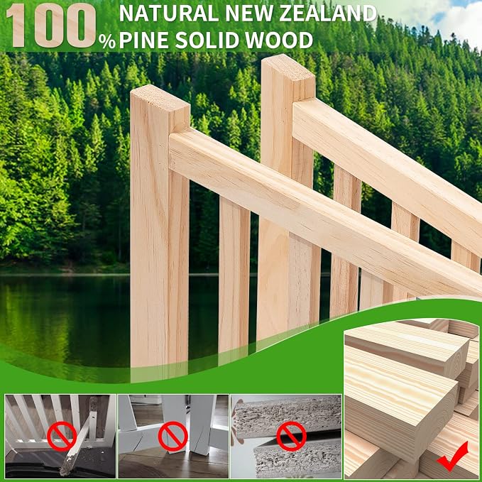 YOCAN Non-Painted Wooden Freestanding Dog Gates - 6 Panel H:16.9" L:138" | Pet Gate for The House,Doorways, Stairs,Wood Dog Fences Indoor Pet Gate,Step Over Fence