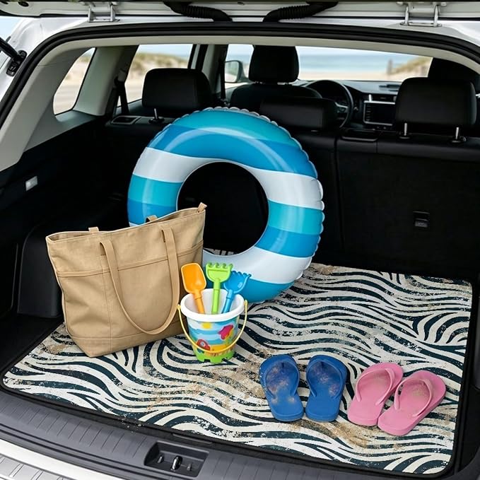 Zebra Print Trunk Protection Cargo Liner 29" x 39", Universal All Weather Car Trunk Mat for SUV Truck, Non Slip Washable Durable Pet Friendly Rear Trunk Mats