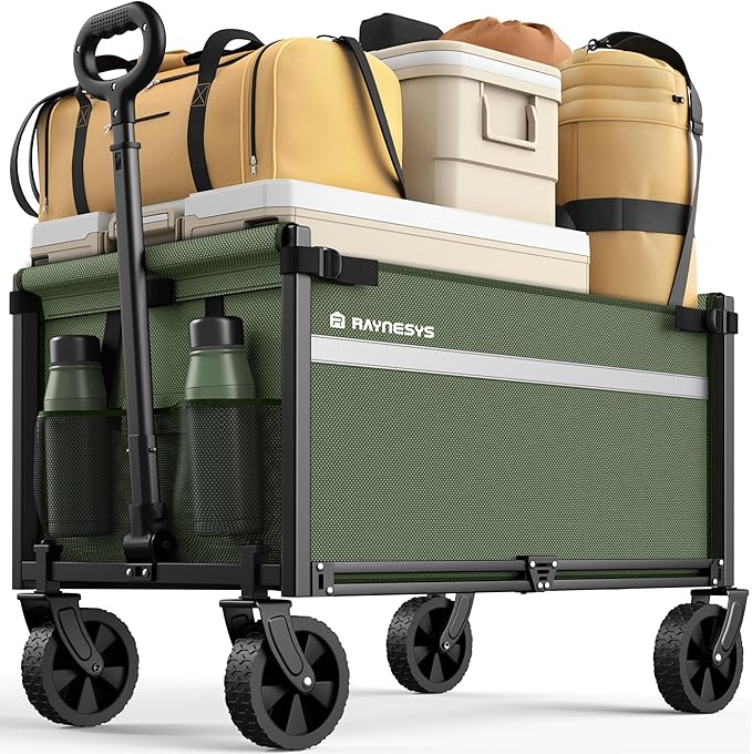 Collapsible Wagon Cart with Wheels, 220LBS for Grocery Shopping Camping | 110L Capacity Wagons Carts Foldable,220LBS Heavy Duty Wagon Carts, Lightweight Portable Utility Cart,All-Terrain Wheels
